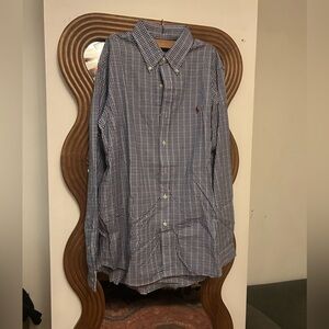 Ralph Lauren L navy/red gingham button down 100% cotton